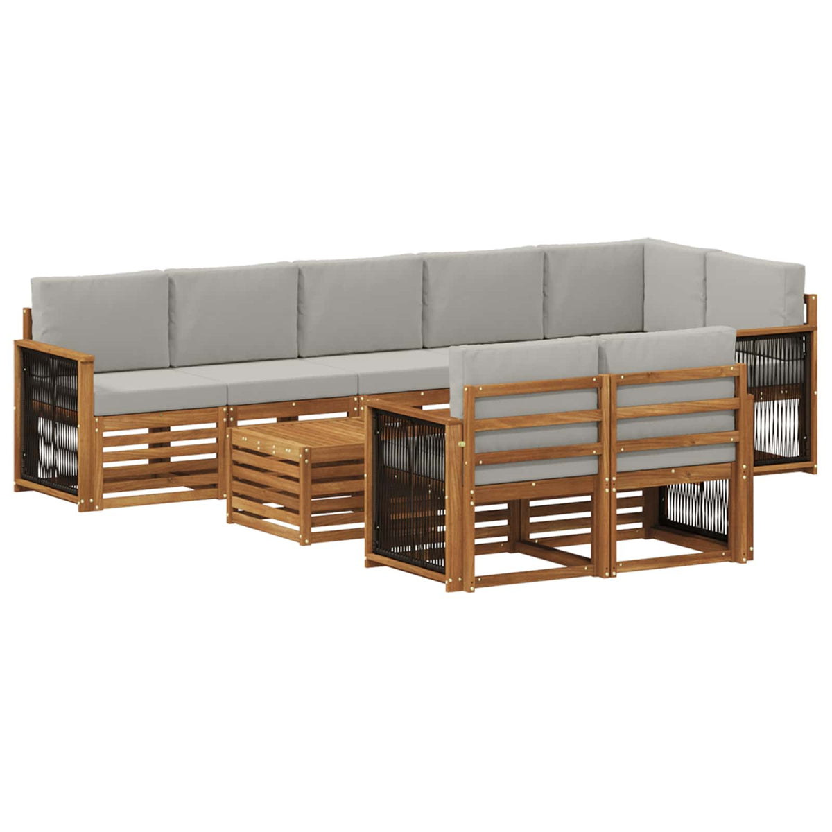 vidaXL Sofa-Sets 9 pcs Natuurlijk en Crème Massief Acaciahout