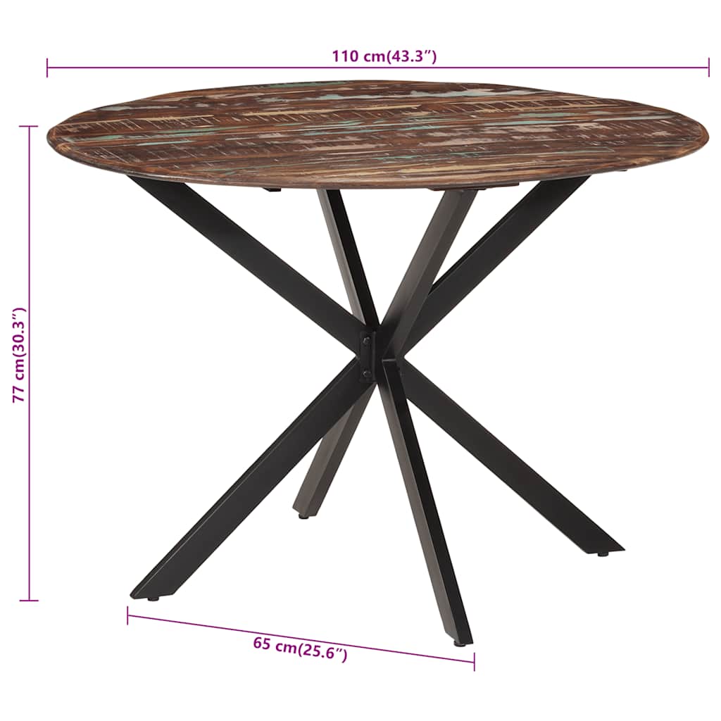 vidaXL Eettafel Ø110x78 cm massief gerecycled hout en staal - Aashly