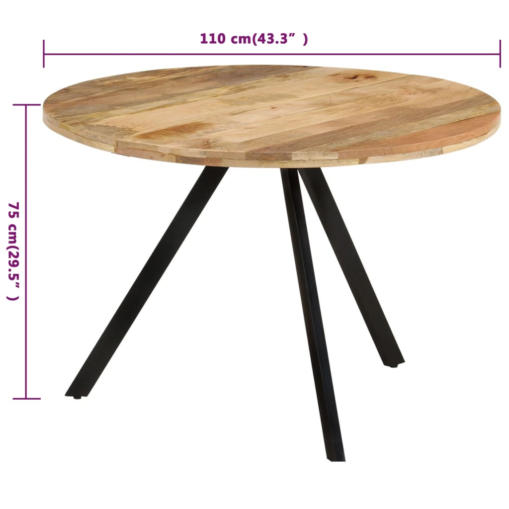 vidaXL Eettafel 110x75 cm massief mangohout - Aashly