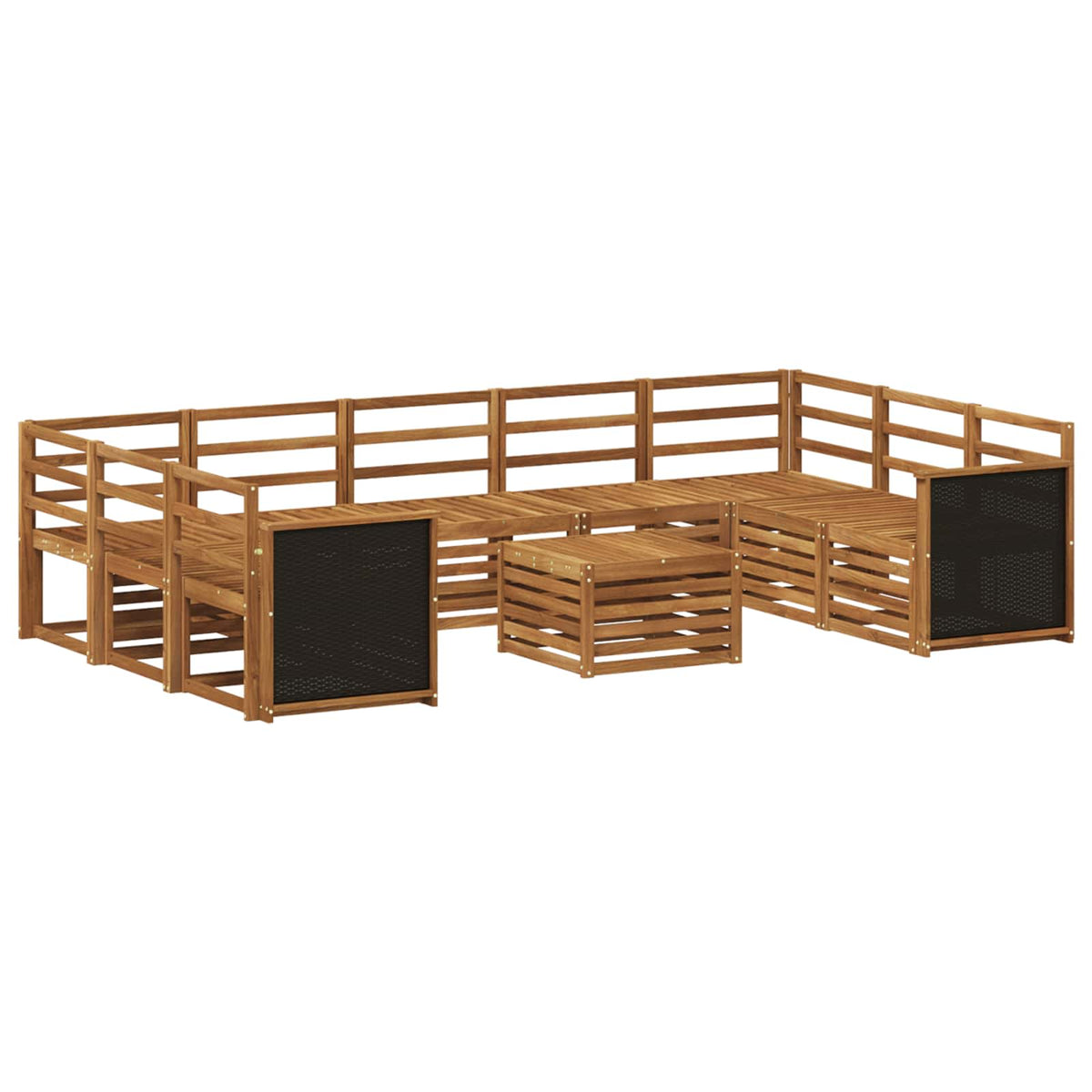 vidaXL Sofa-Sets 10 pcs Natuurlijk en Crème Massief Acaciahout