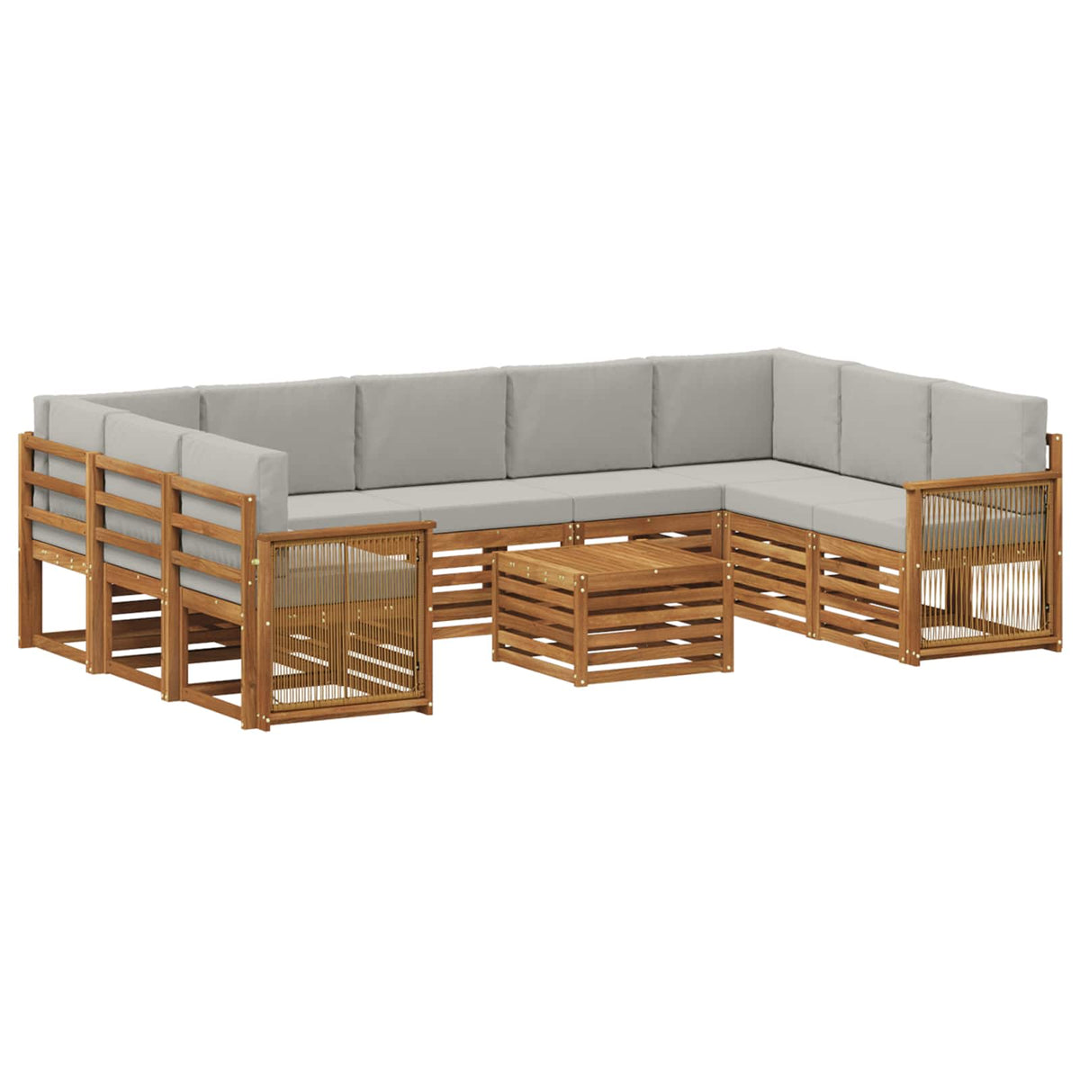 vidaXL Sofa-Sets 10 pcs Natuurlijk en Crème Massief Acaciahout