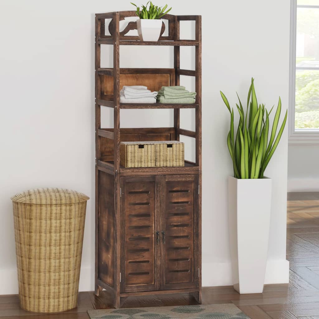 vidaXL Wandkast 46x24x140 cm massief paulowniahout donkerbruin - Aashly