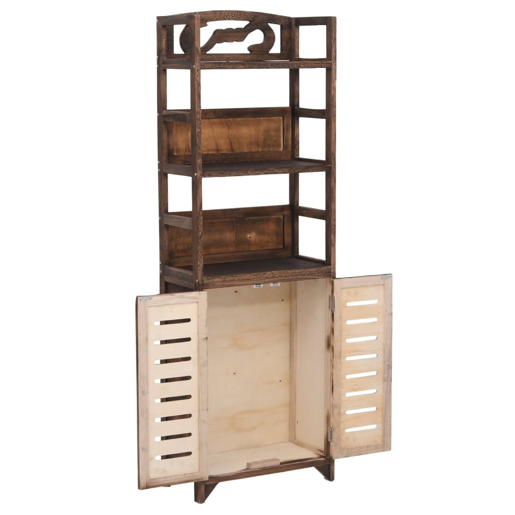 vidaXL Wandkast 46x24x140 cm massief paulowniahout donkerbruin - Aashly