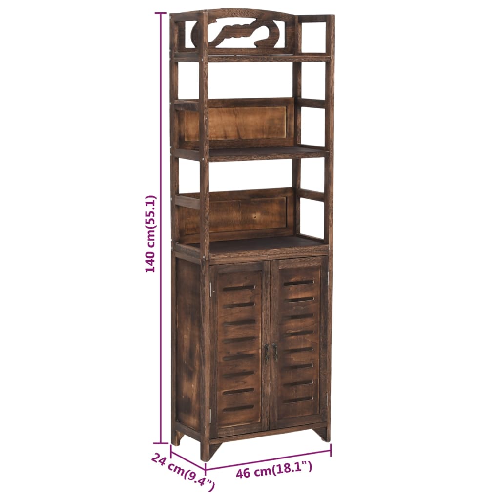 vidaXL Wandkast 46x24x140 cm massief paulowniahout donkerbruin - Aashly
