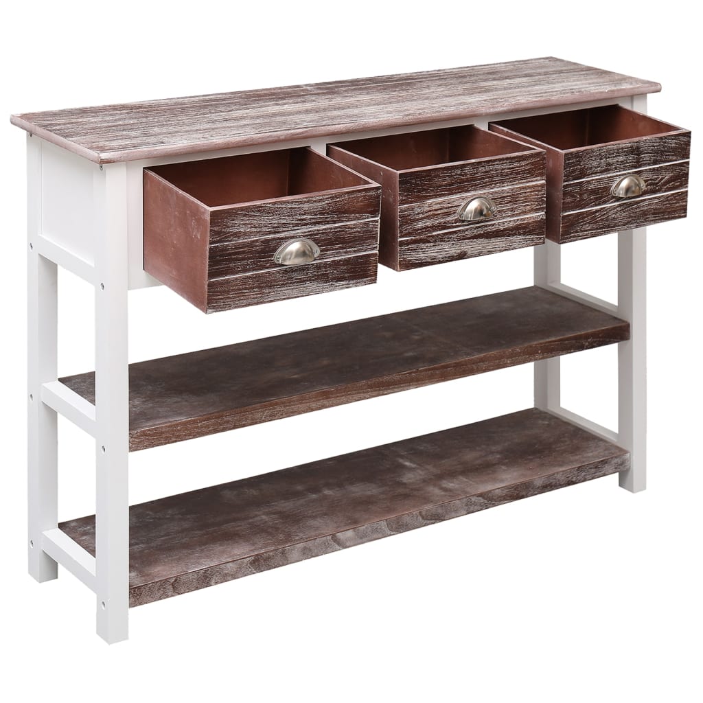 vidaXL Dressoir 108x30x76 cm massief paulowniahout antiekbruin - Aashly