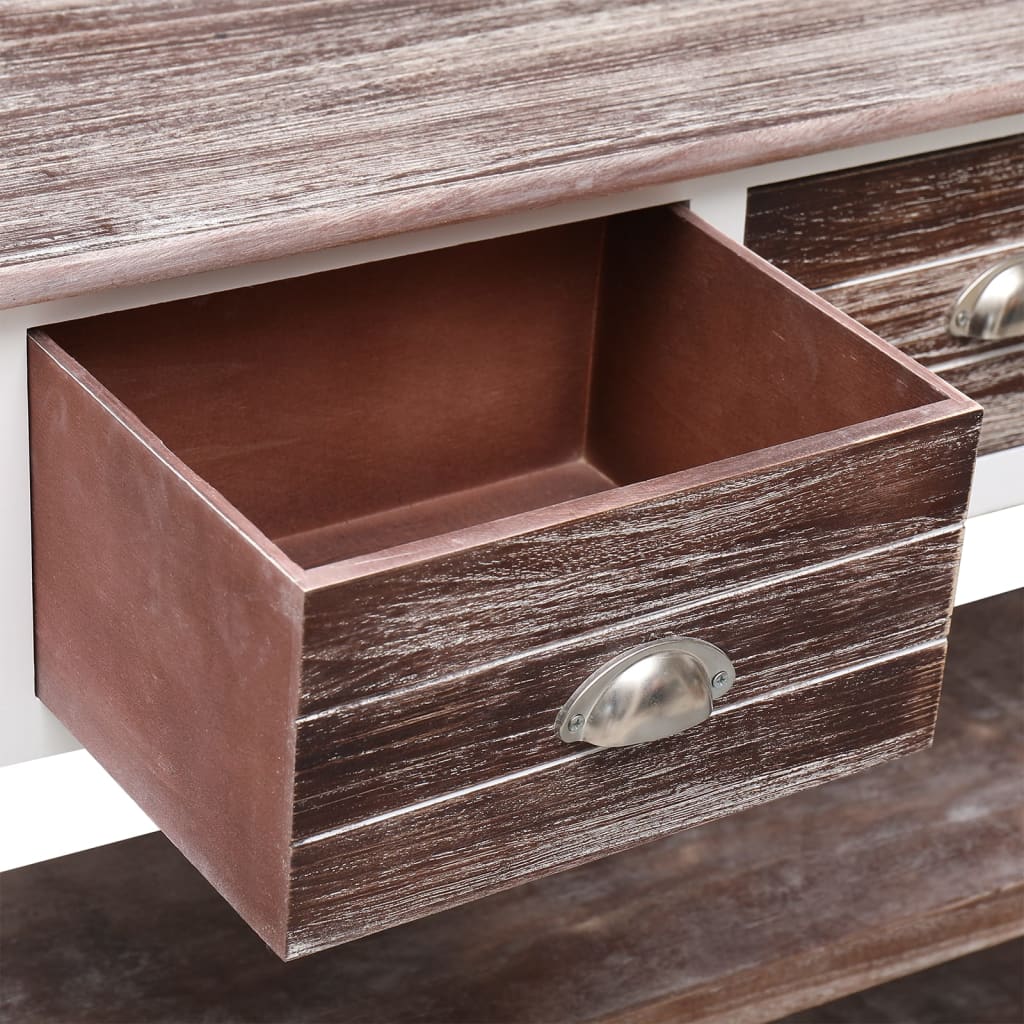 vidaXL Dressoir 108x30x76 cm massief paulowniahout antiekbruin - Aashly