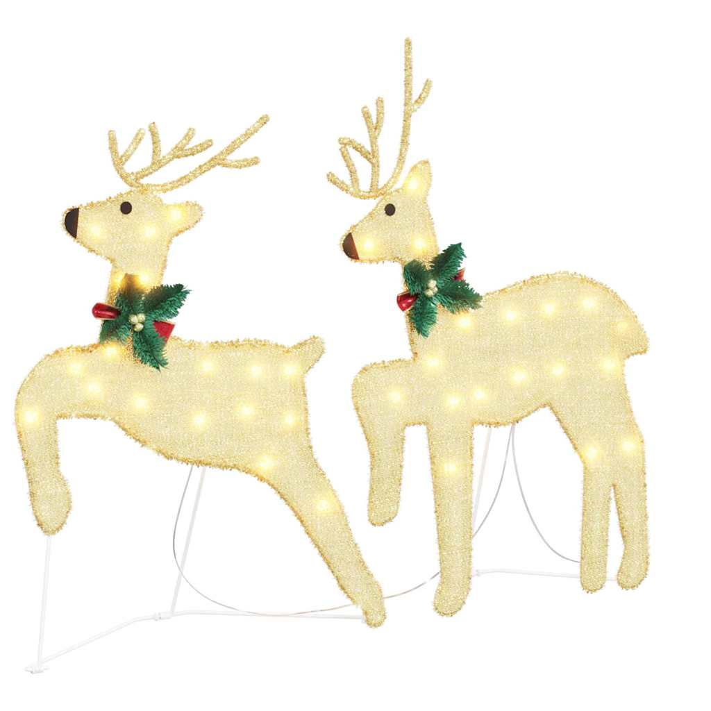 vidaXL LED Rendieren 5 pcs Goud Stof