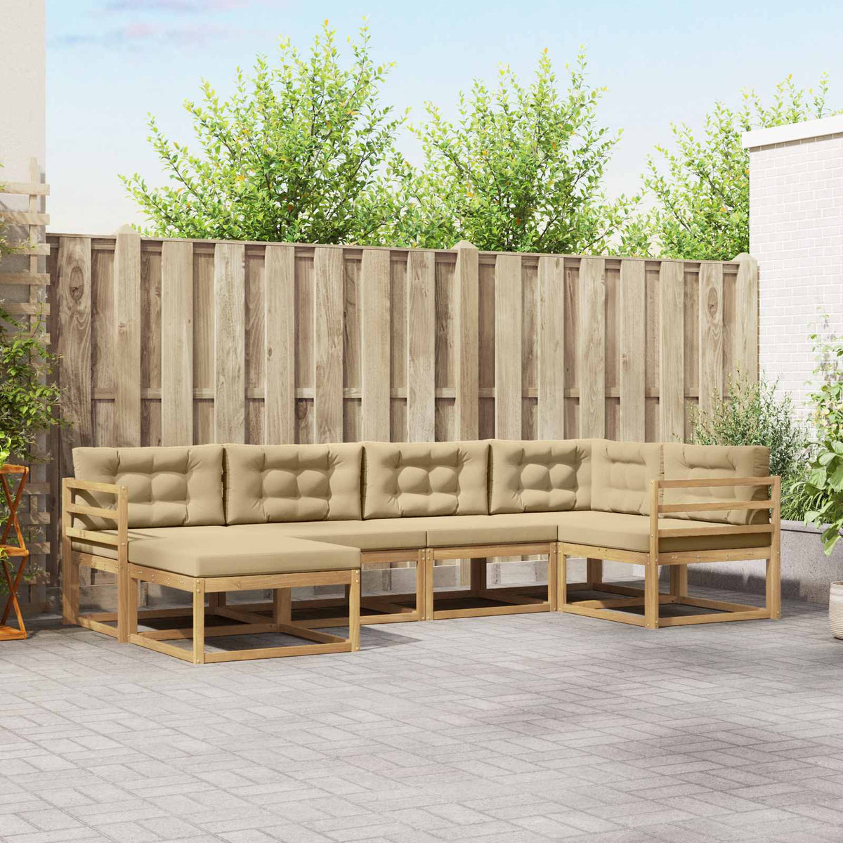 vidaXL Buiten bankenset 6 pcs Naturel Massief Acaciahout