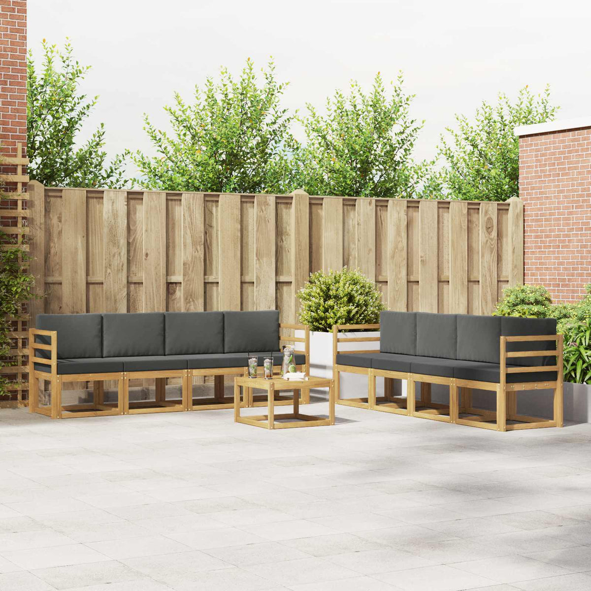 vidaXL Buiten bankenset 9 pcs Naturel Massief Acaciahout