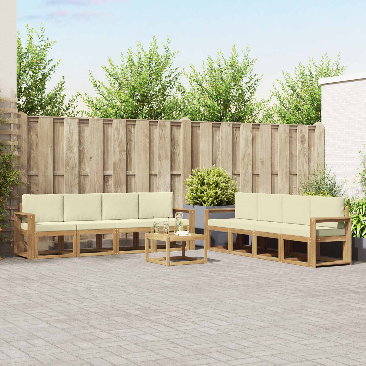 vidaXL Buiten bankenset 9 pcs Naturel Massief Acaciahout