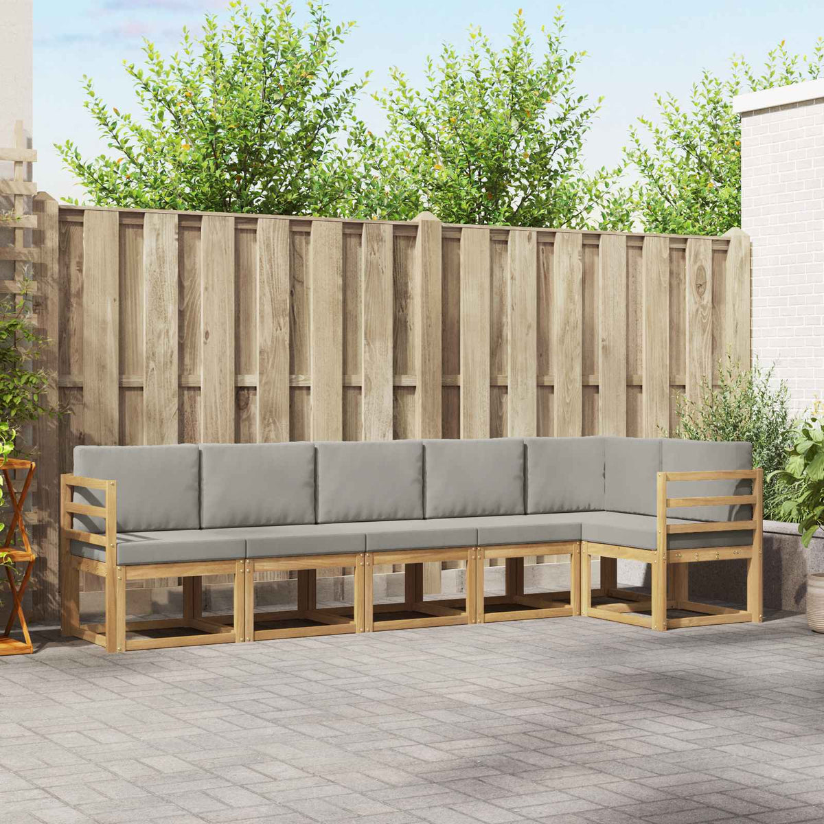 vidaXL Bankstel met kussen 6 pcs Natuurlijk en Crème
