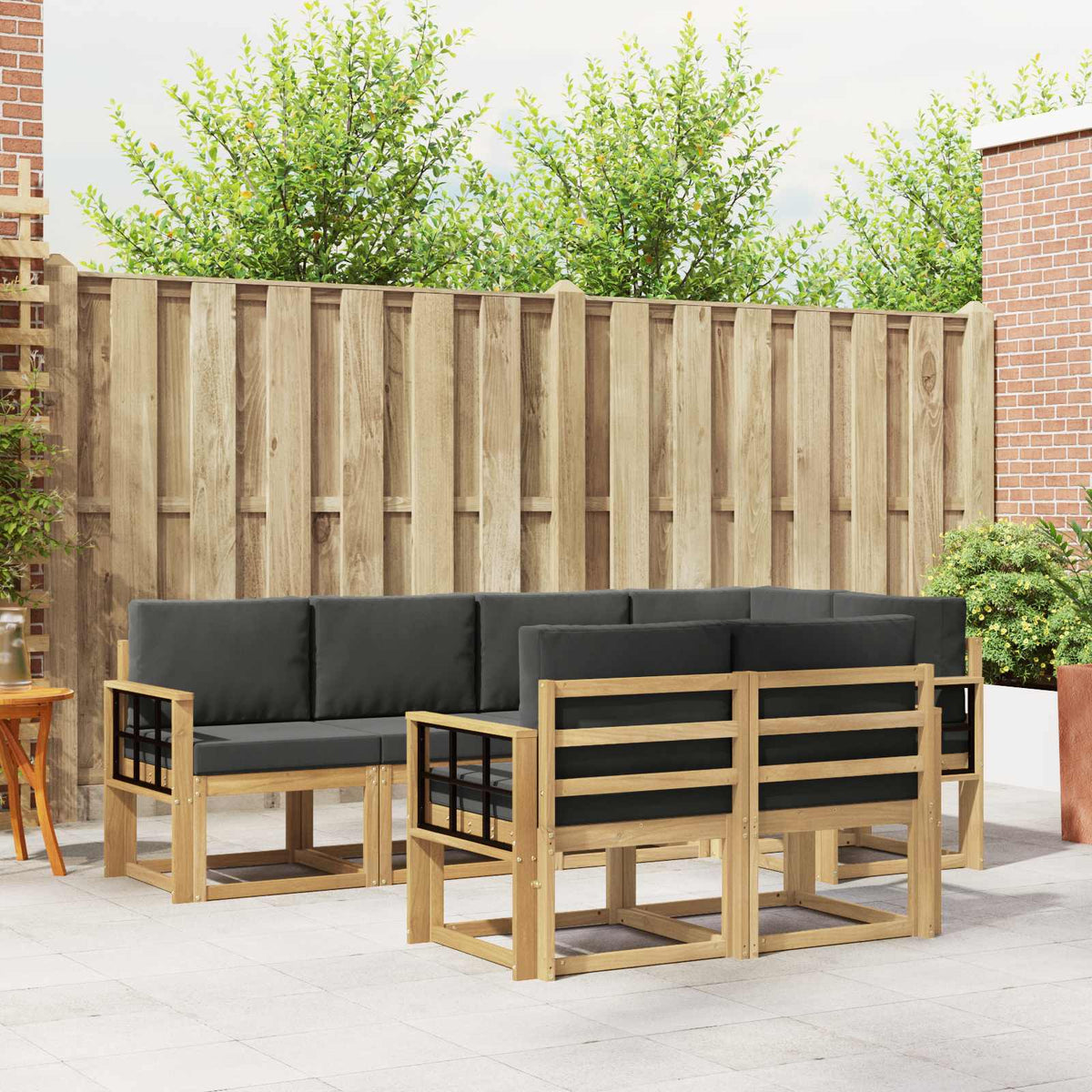 vidaXL Bankstel met kussen 7 pcs Natuurlijk en Crème