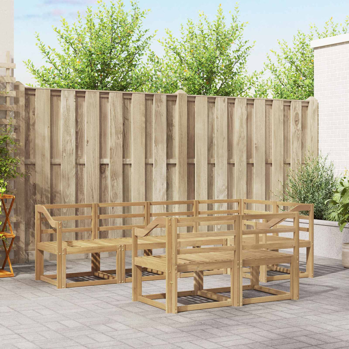 vidaXL Bankstel met kussen 7 pcs Natuurlijk en Crème