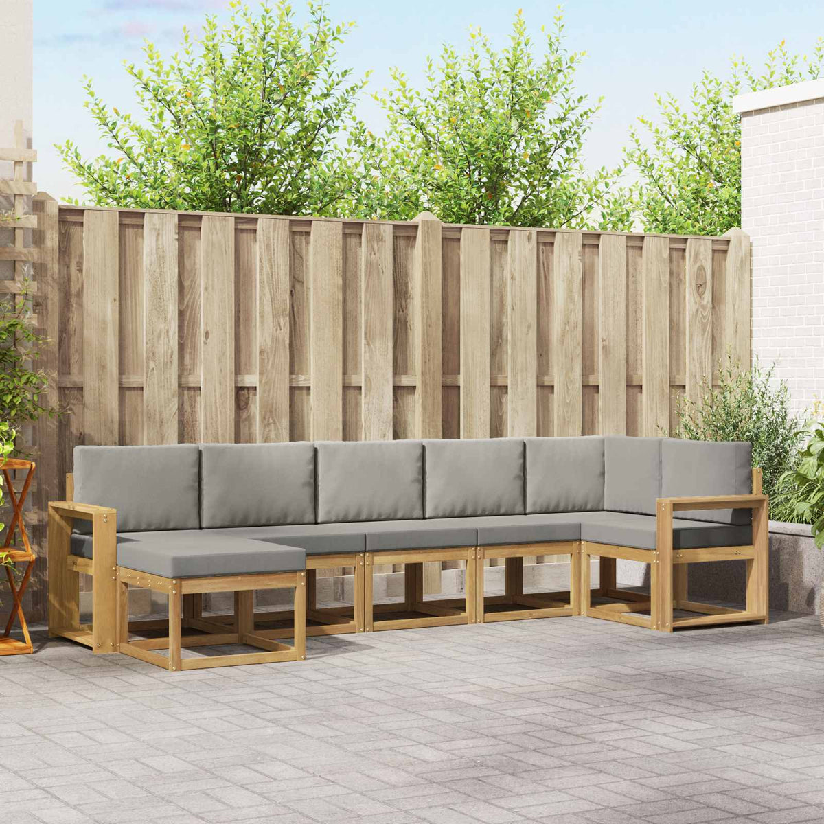 vidaXL Bankstel met kussen 7 pcs Natuurlijk en Crème