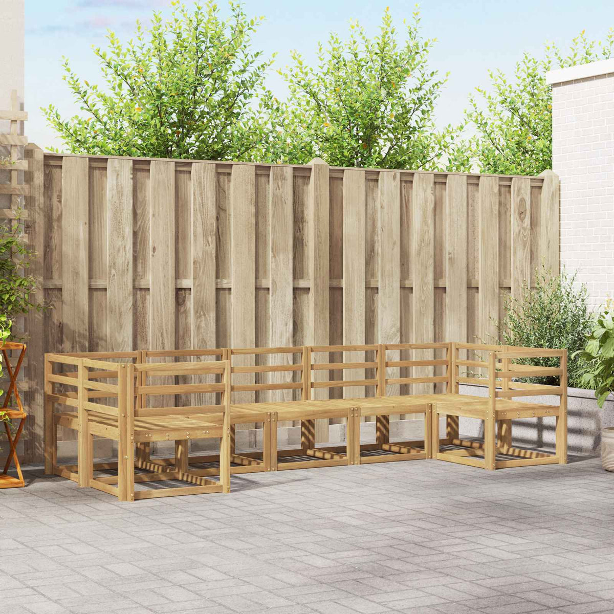 vidaXL Bankstel met kussen 7 pcs Natuurlijk en Crème