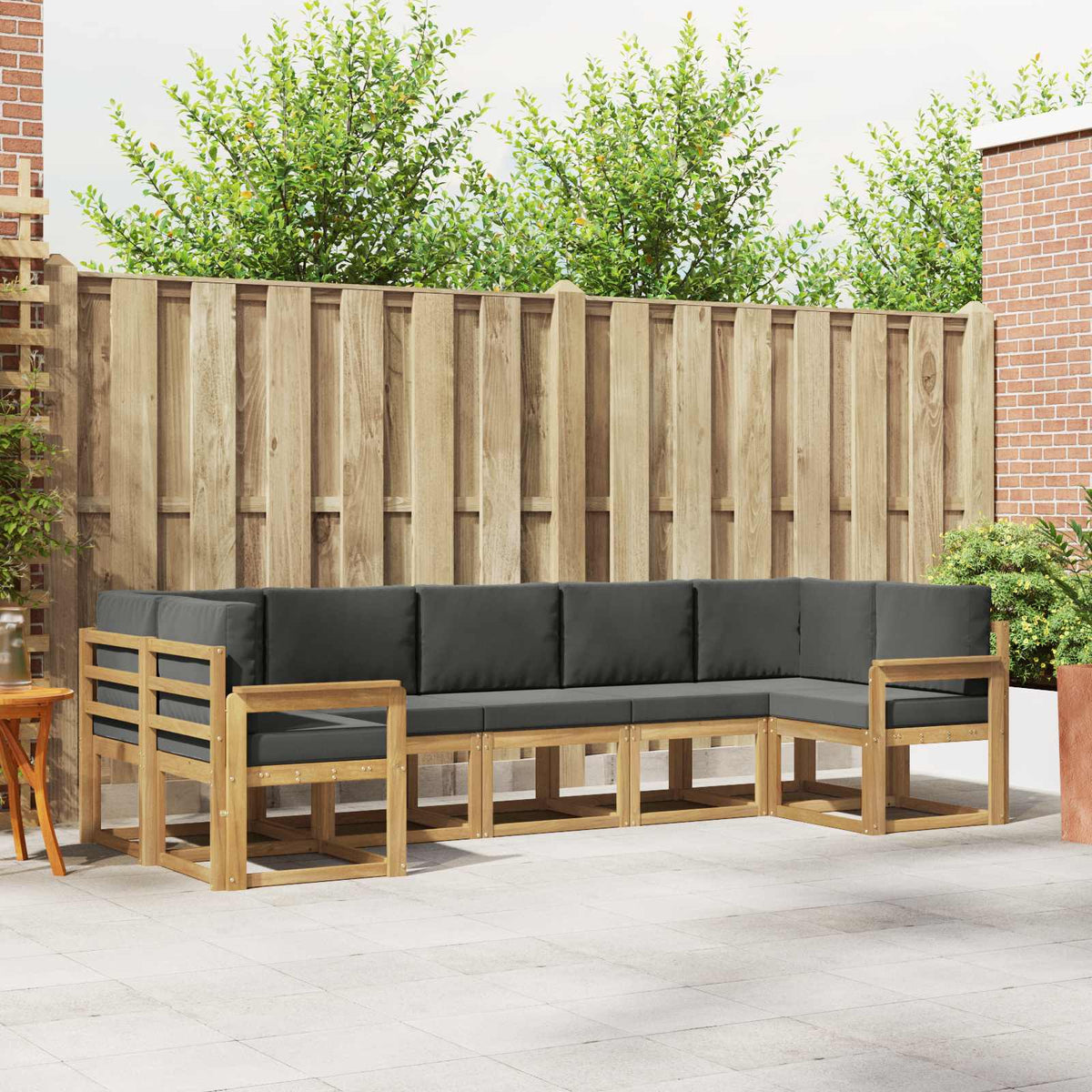vidaXL Bankstel met kussen 7 pcs Natuurlijk en Crème