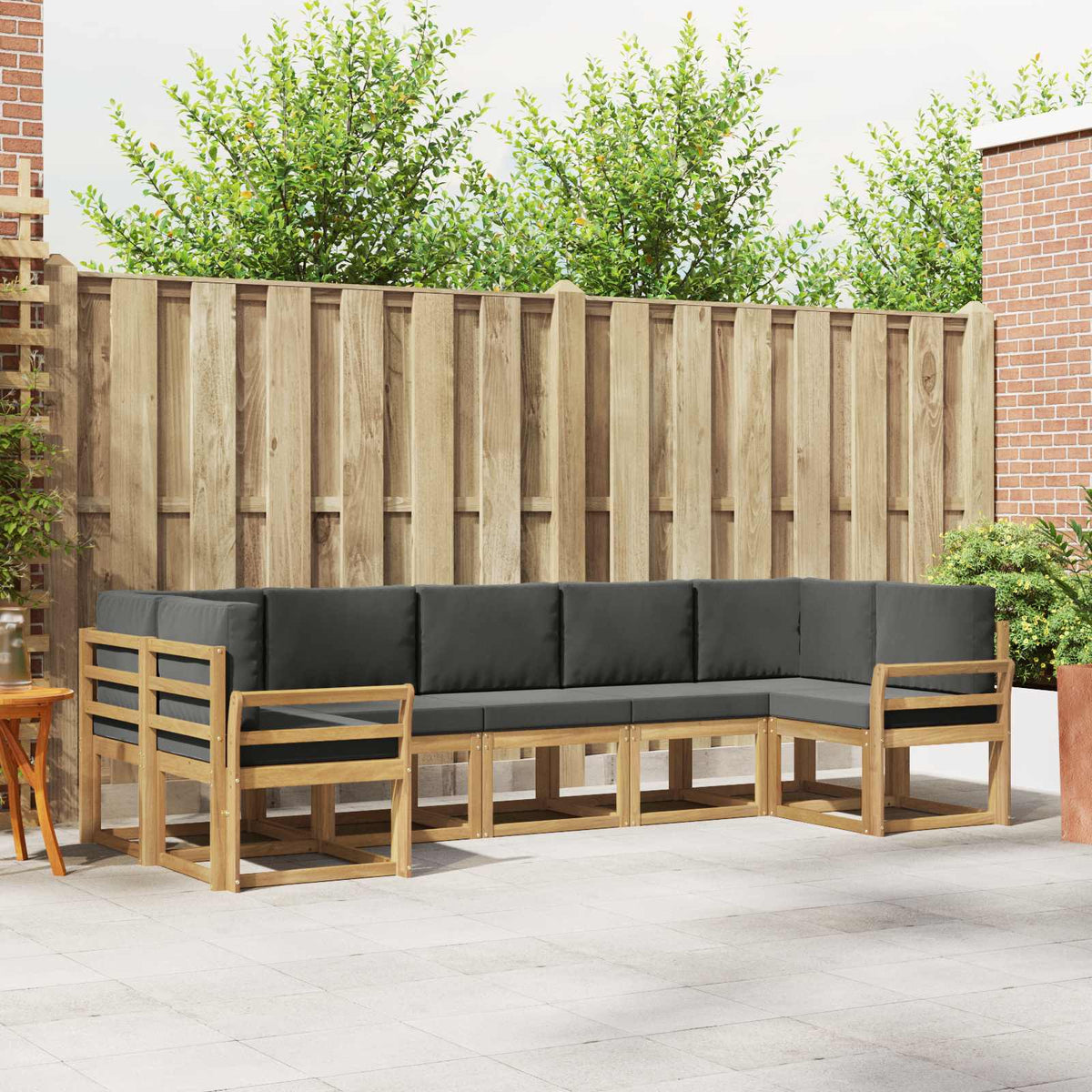 vidaXL Bankstel met kussen 7 pcs Natuurlijk en Crème