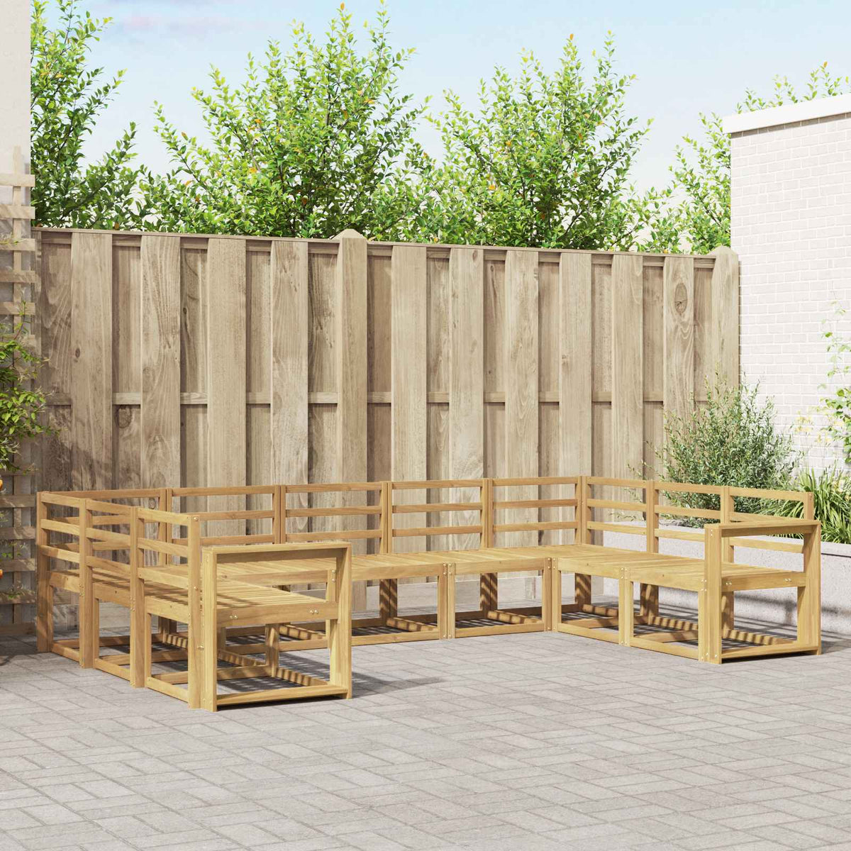 vidaXL Buiten bankenset met kussen 9 pcs Natuurlijk en Crème