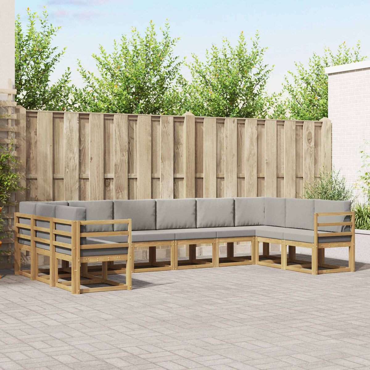 vidaXL Bankstel met kussen 10 pcs Natuurlijk en Crème