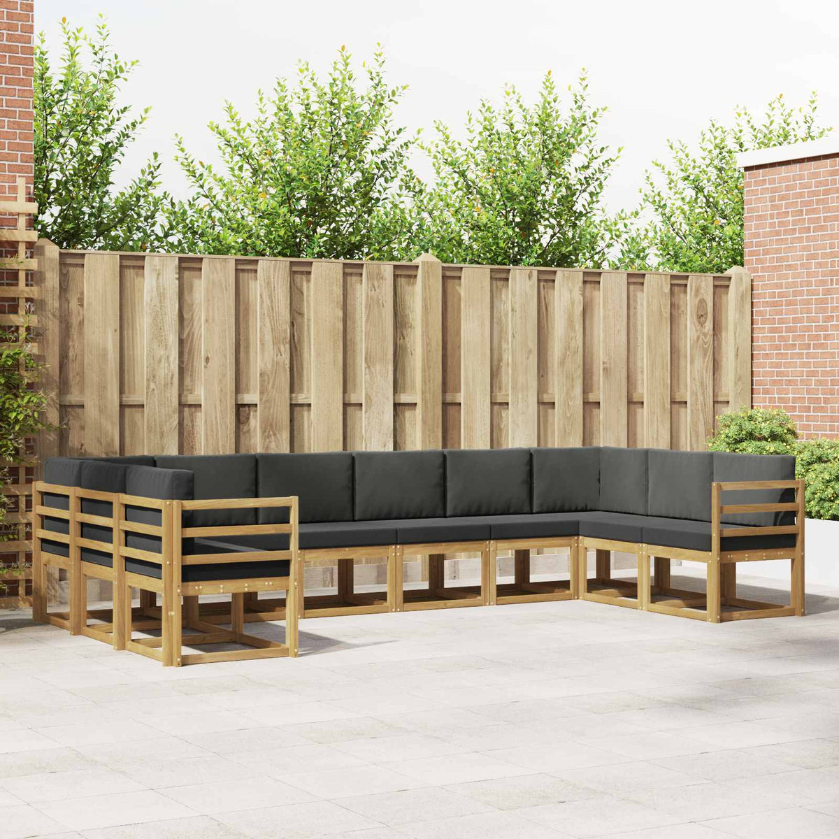 vidaXL Bankstel met kussen 10 pcs Natuurlijk en Crème