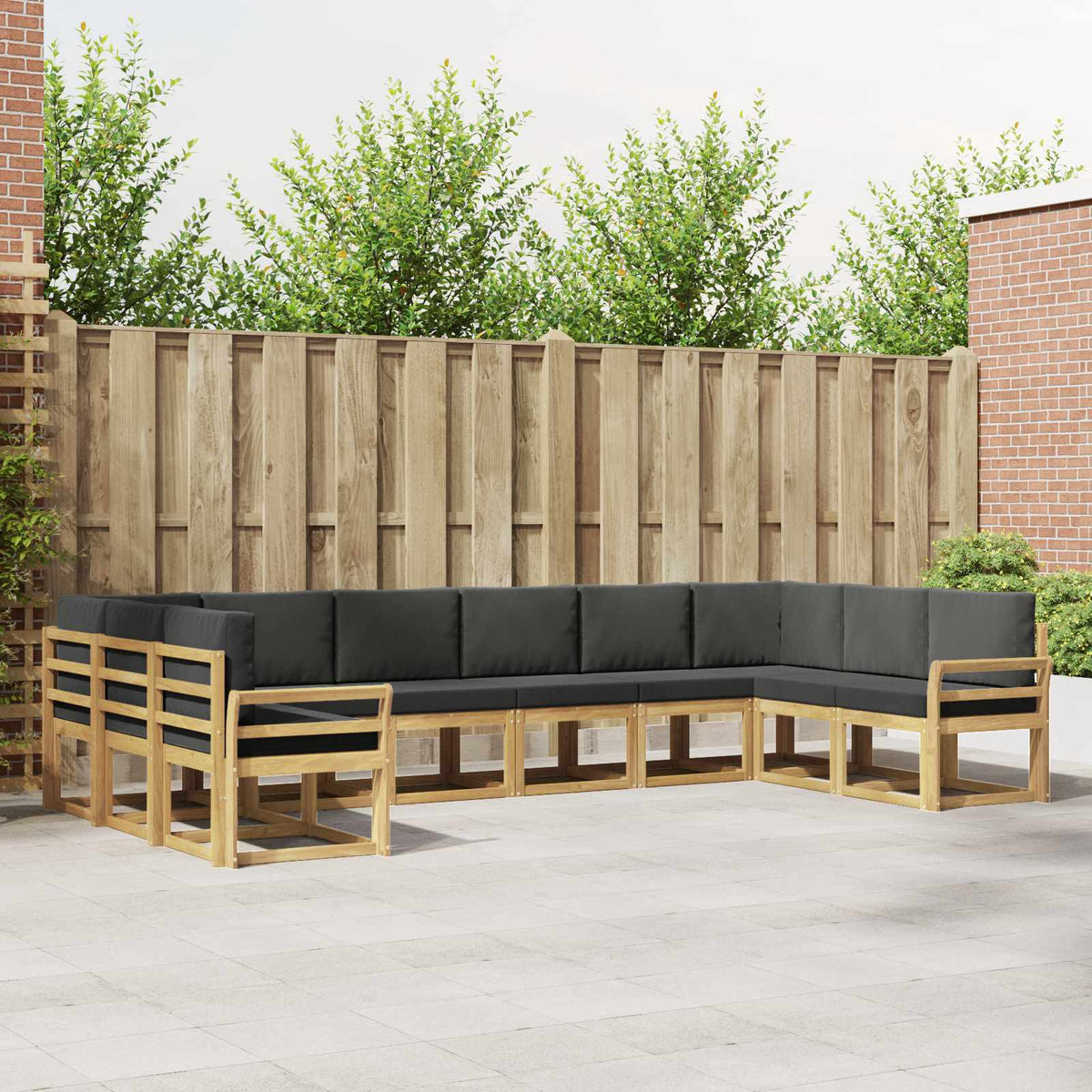 vidaXL Bankstel met kussen 10 pcs Natuurlijk en Crème