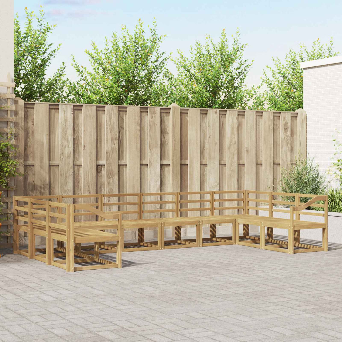 vidaXL Bankstel met kussen 10 pcs Natuurlijk en Crème