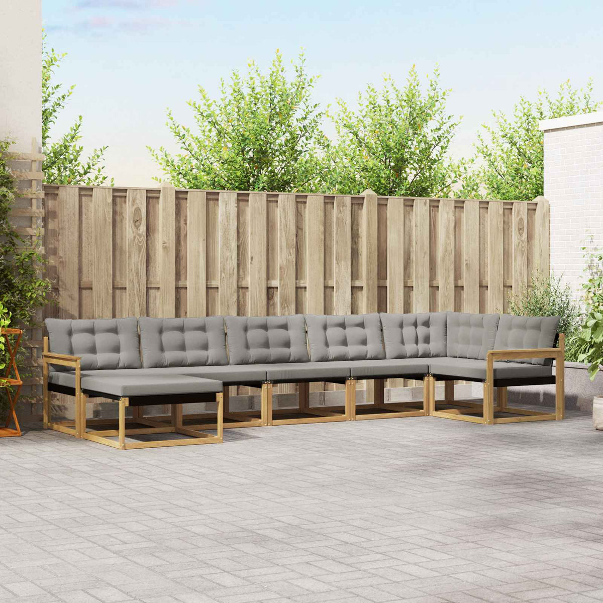 vidaXL Buiten bankenset 21 pcs Natuurlijk en Crème Massief Acaciahout
