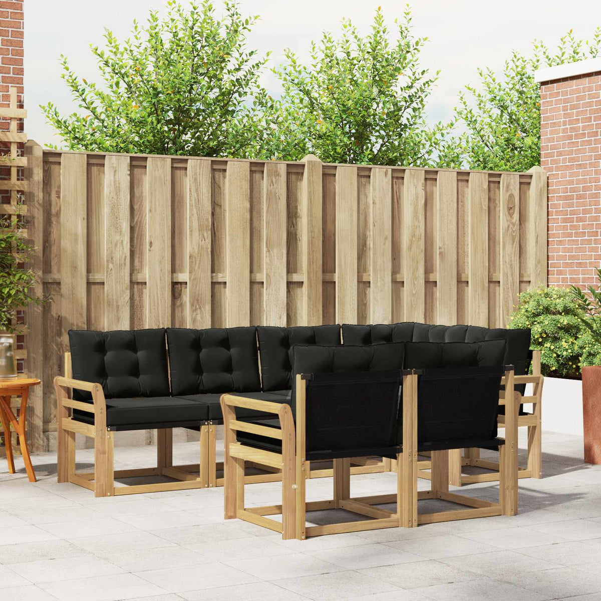 vidaXL Buiten bankenset met kussen 7 pcs Natuurlijk en Crème