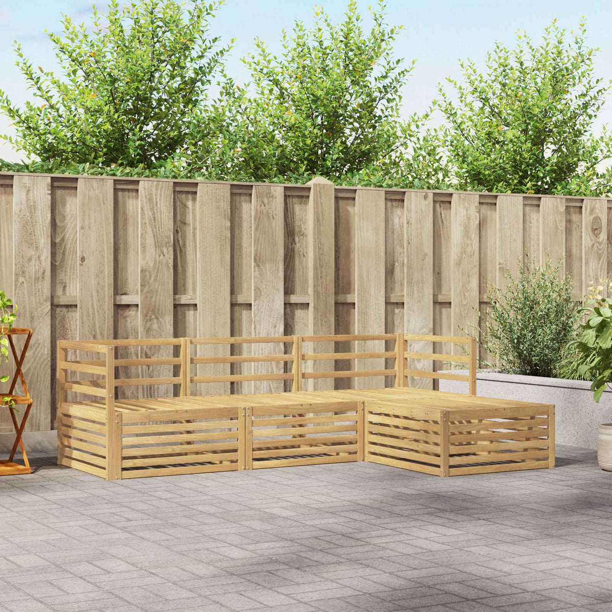vidaXL Buiten bankenset 4 pcs Naturel