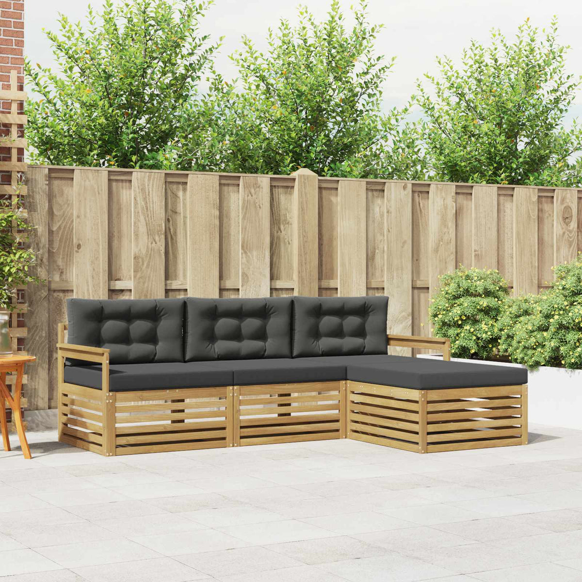 vidaXL Buiten bankenset 4 pcs Naturel