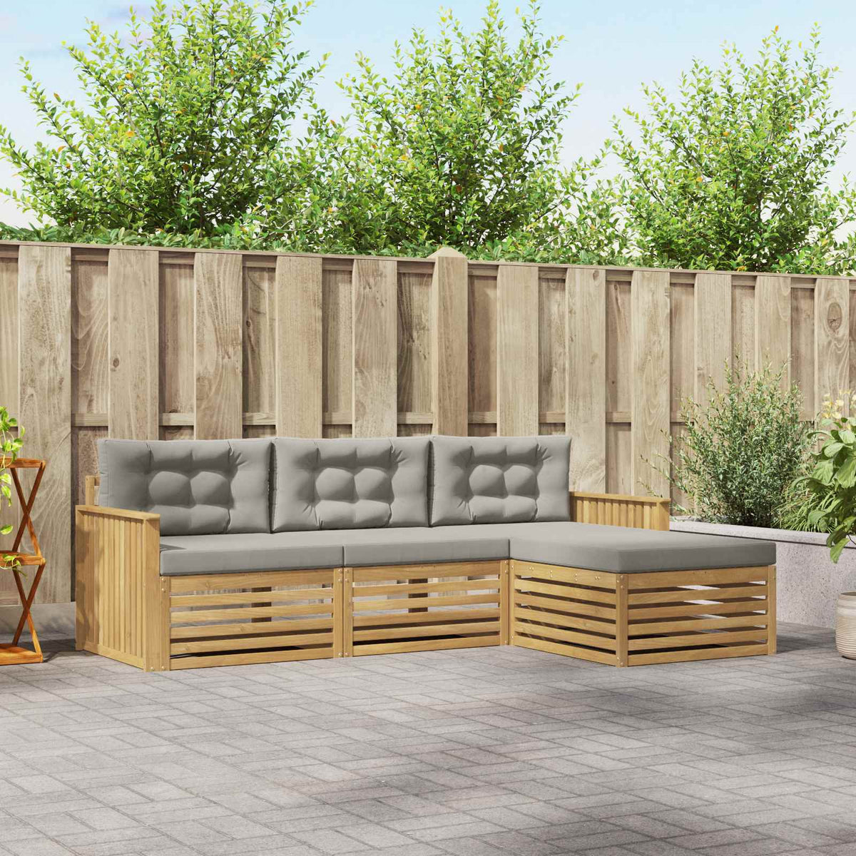 vidaXL Buiten bankenset 4 pcs Naturel