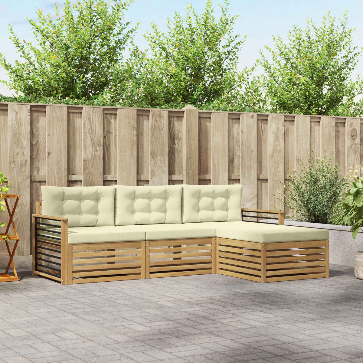 vidaXL Buiten bankenset 4 pcs Naturel