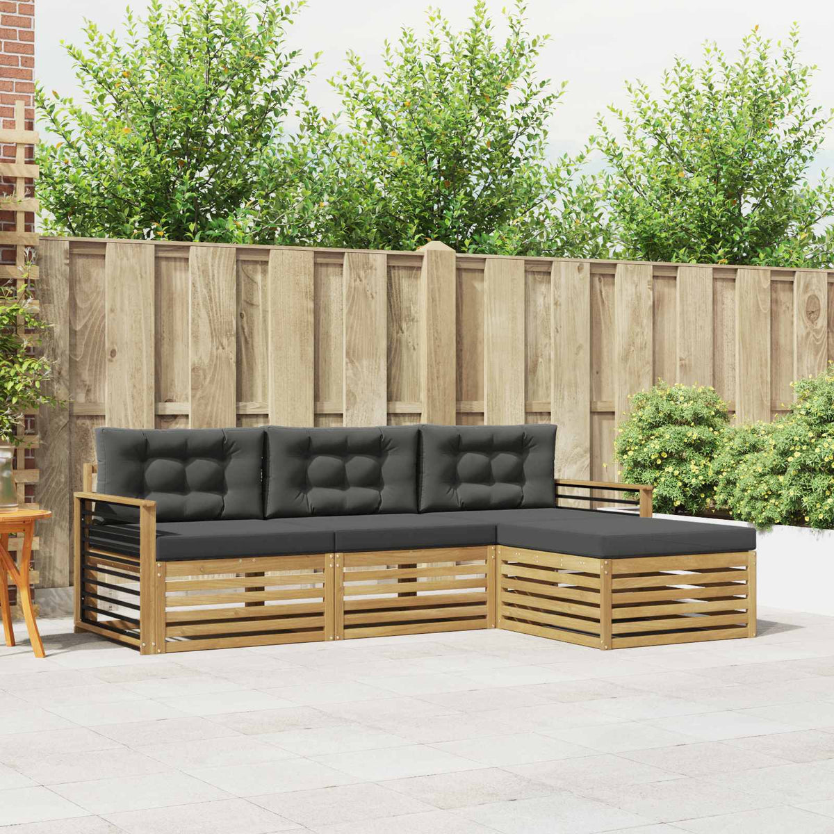 vidaXL Buiten bankenset 4 pcs Naturel