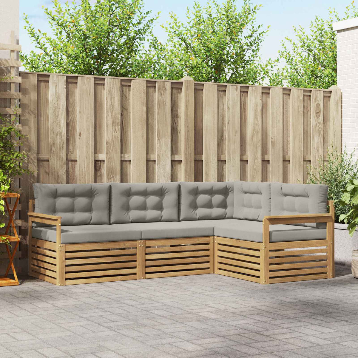 vidaXL Buiten bankenset 4 pcs Naturel