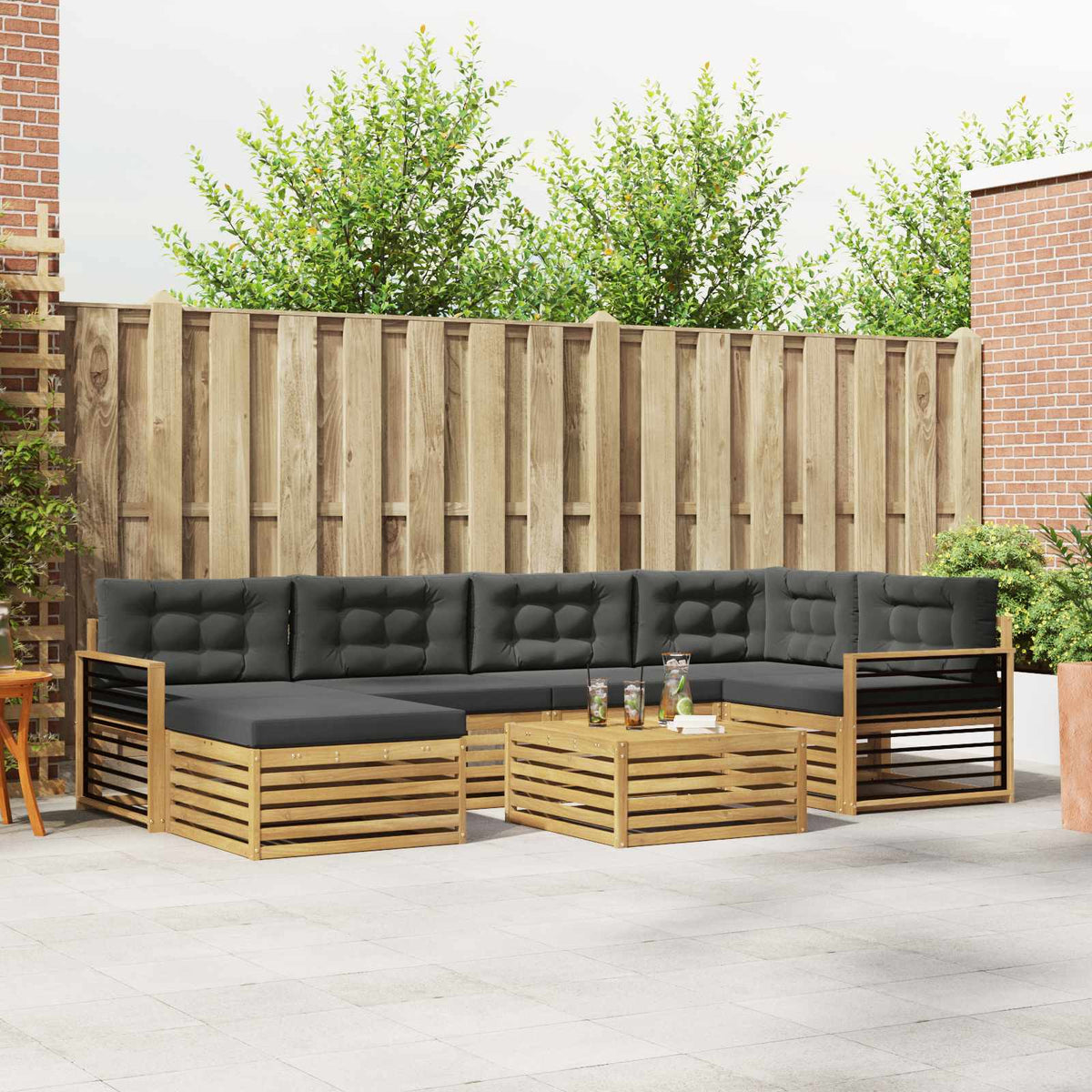 vidaXL Buiten bankenset 7 pcs Naturel