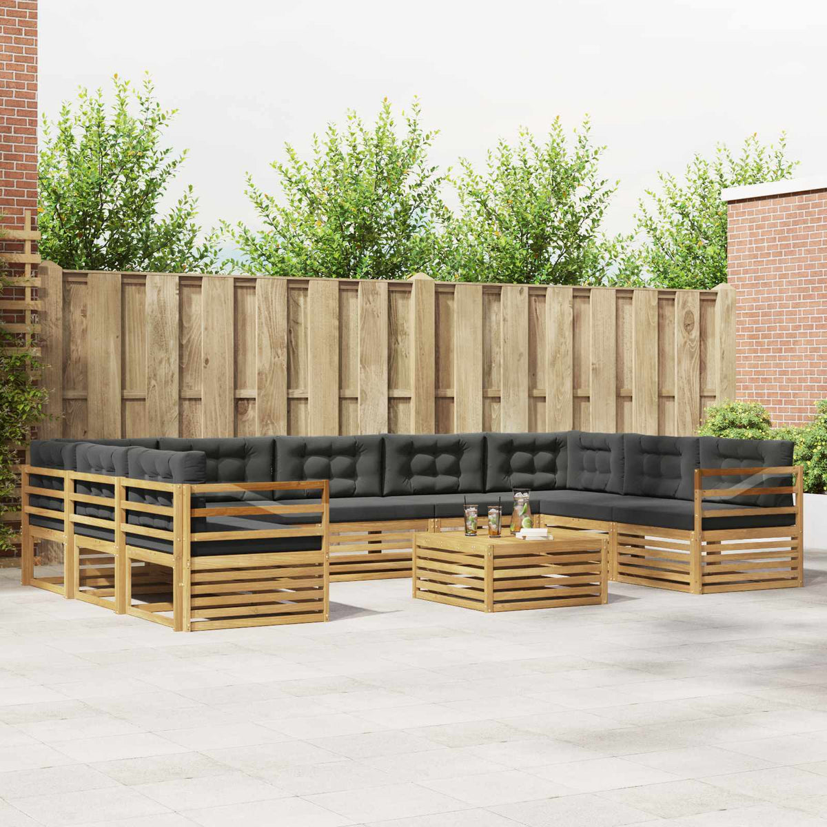 vidaXL Sofa-Sets 10 pcs Naturel Massief Acaciahout