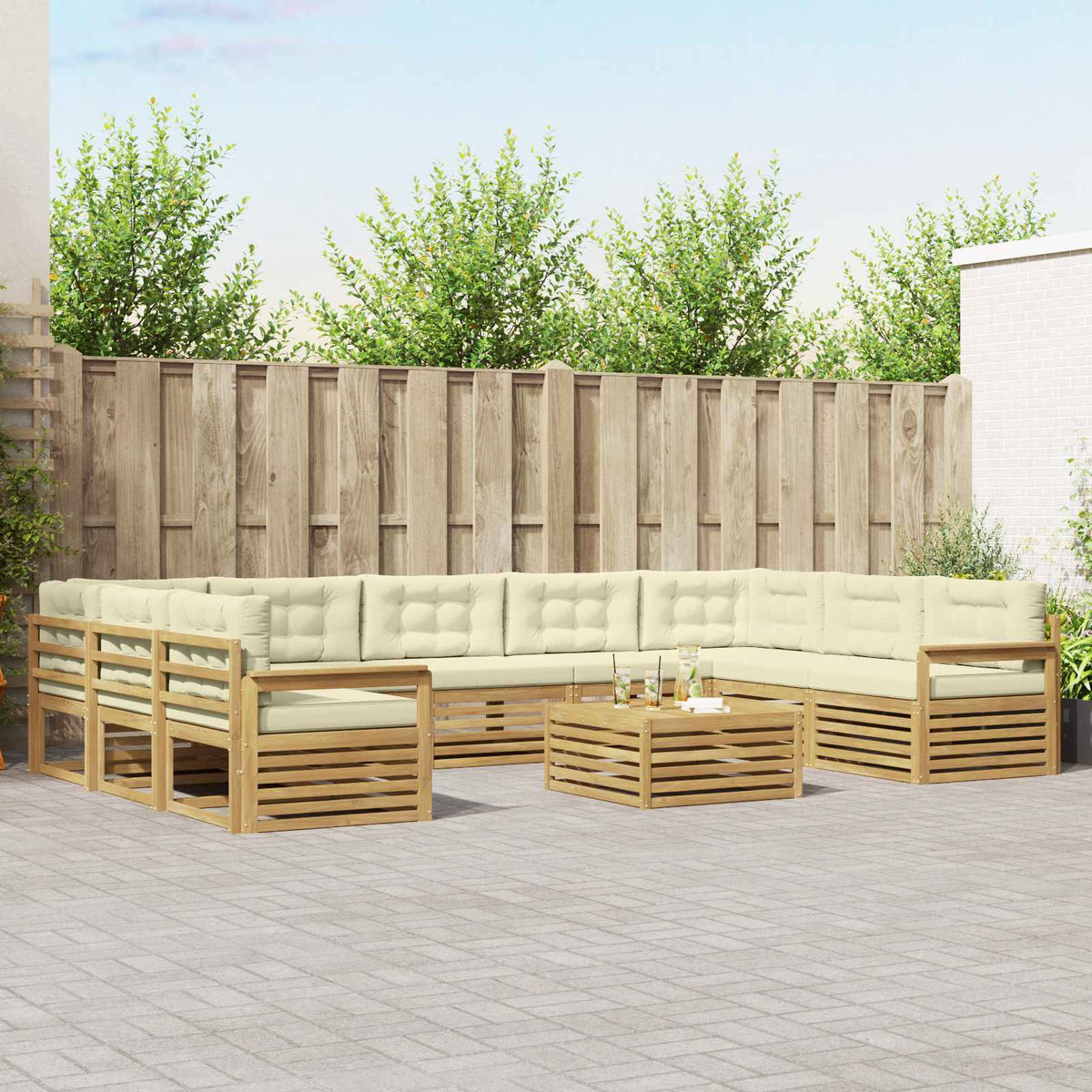 vidaXL Sofa-Sets 10 pcs Naturel Massief Acaciahout
