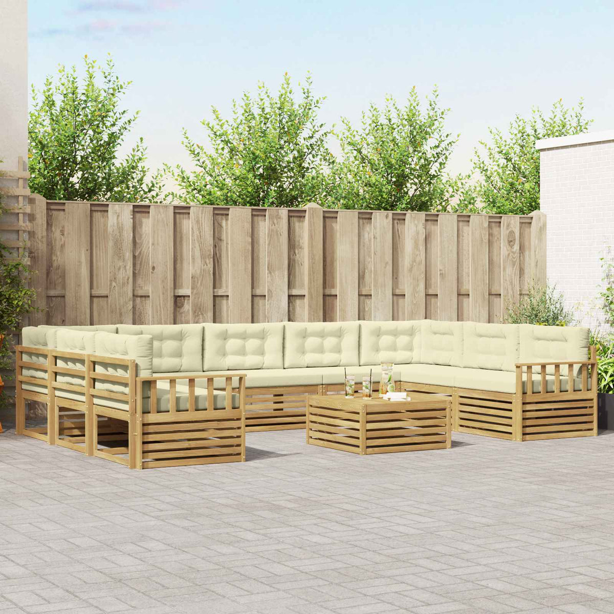 vidaXL Sofa-Sets 10 pcs Naturel Massief Acaciahout