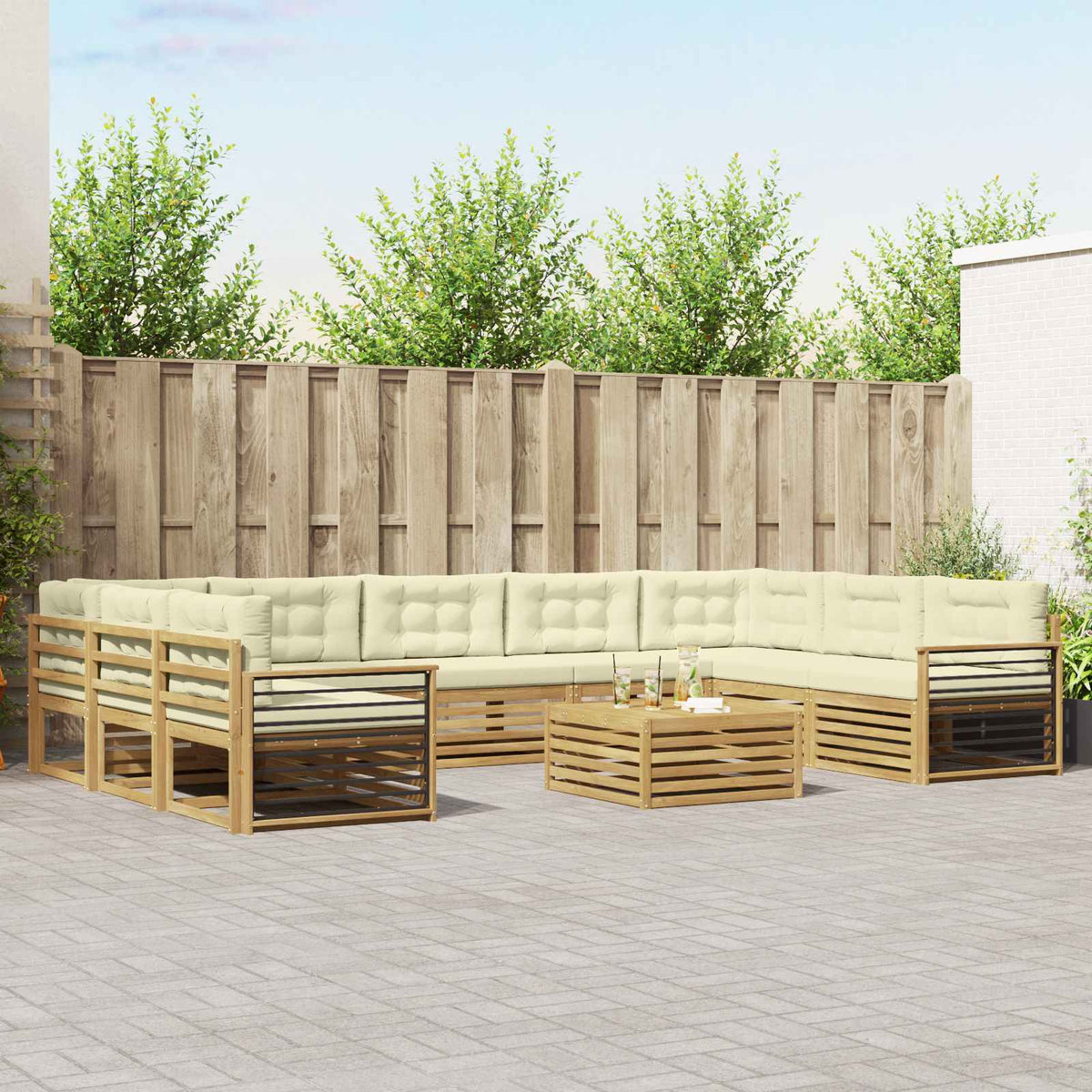 vidaXL Sofa-Sets 10 pcs Naturel Massief Acaciahout