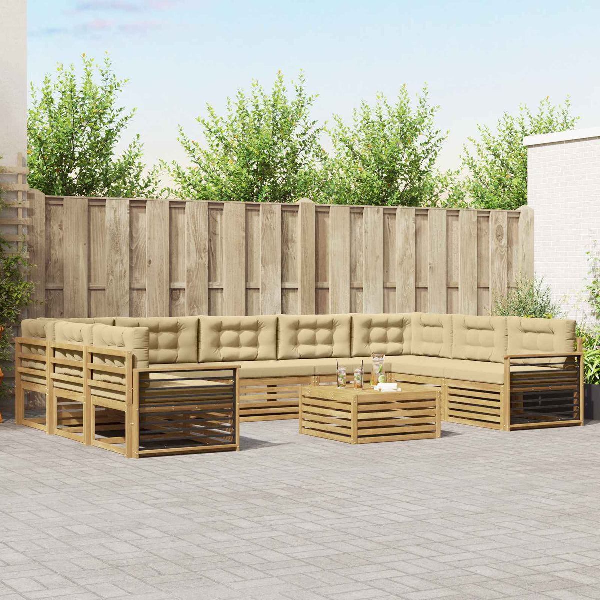 vidaXL Sofa-Sets 10 pcs Naturel Massief Acaciahout