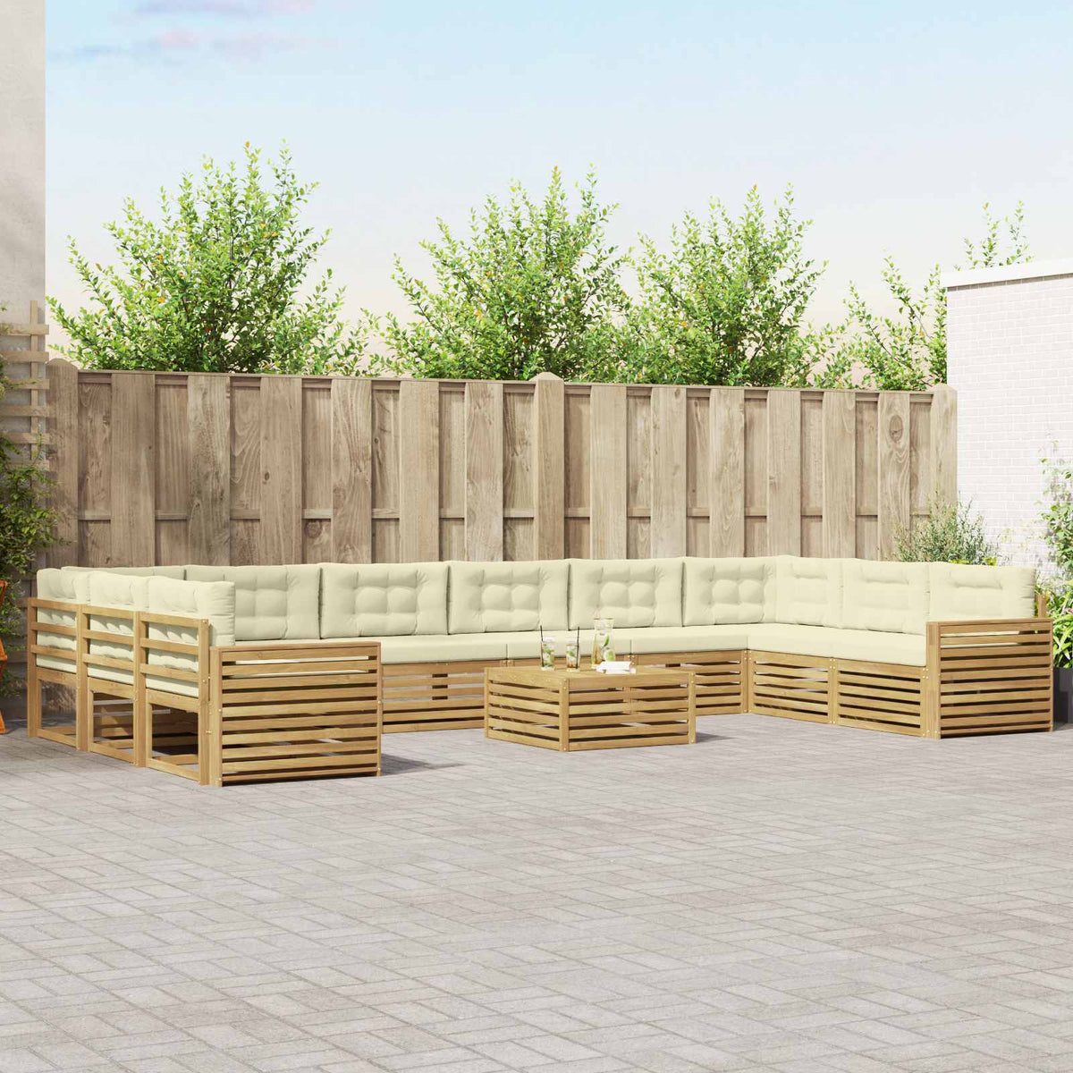 vidaXL Sofa-Sets 11 pcs Naturel Massief Acaciahout