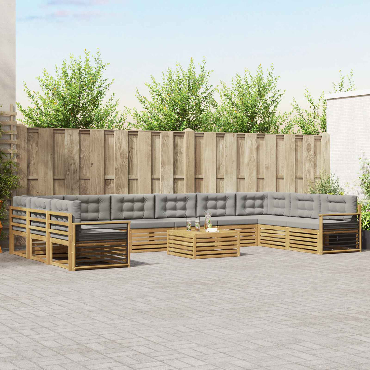vidaXL Sofa-Sets 11 pcs Naturel Massief Acaciahout