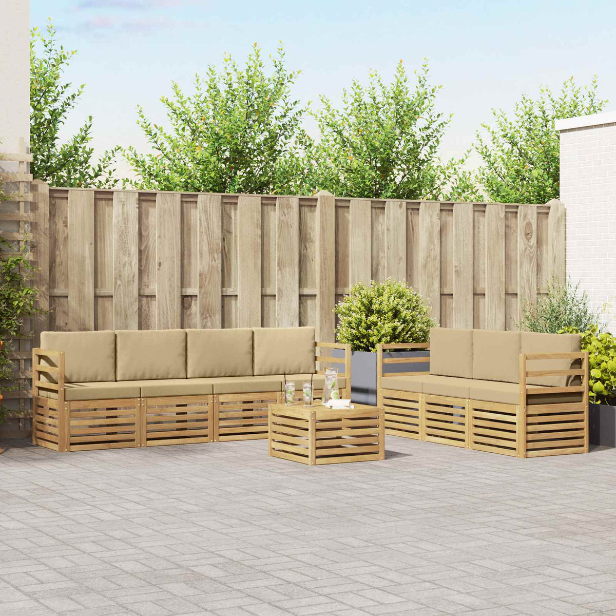 vidaXL Sofa-Sets 8 pcs Naturel Massief Acaciahout