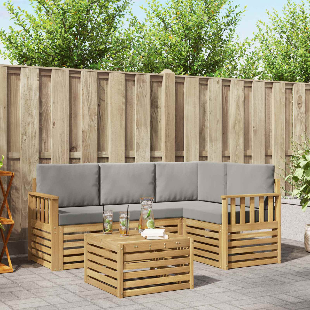 vidaXL Sofa-Sets 5 pcs Naturel Massief Acaciahout