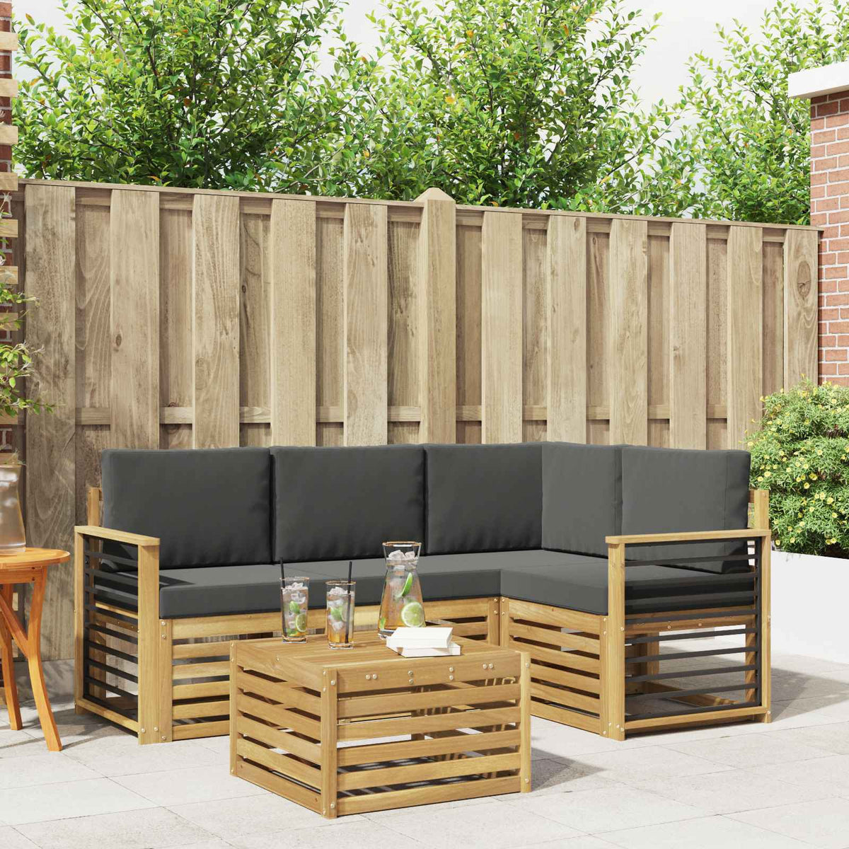 vidaXL Sofa-Sets 5 pcs Naturel Massief Acaciahout