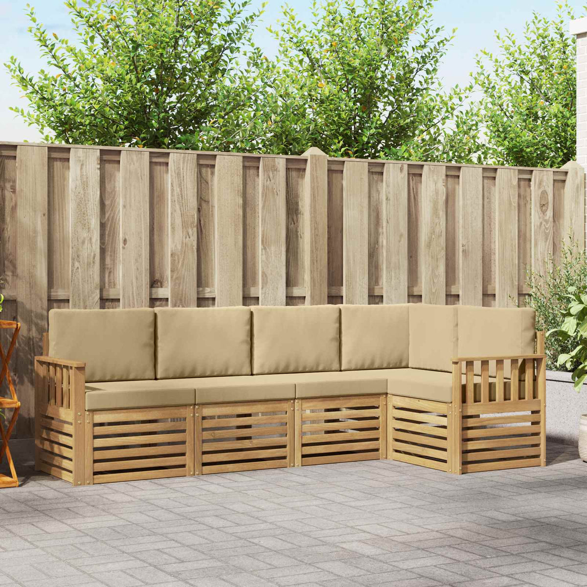 vidaXL Sofa-Sets 5 pcs Naturel Massief Acaciahout