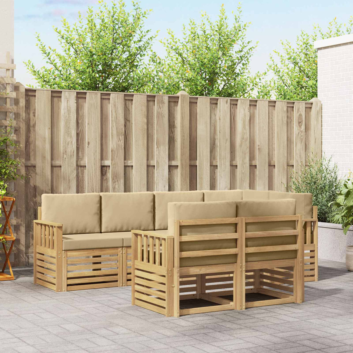 vidaXL Sofa-Sets 7 pcs Naturel Massief Acaciahout