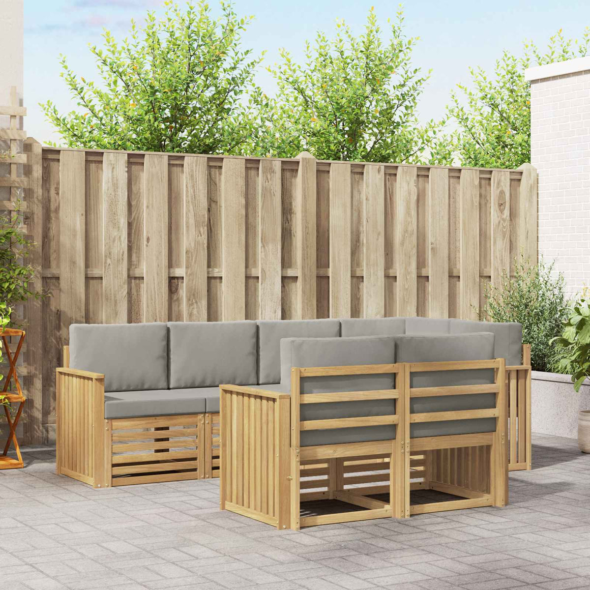 vidaXL Sofa-Sets 7 pcs Naturel Massief Acaciahout