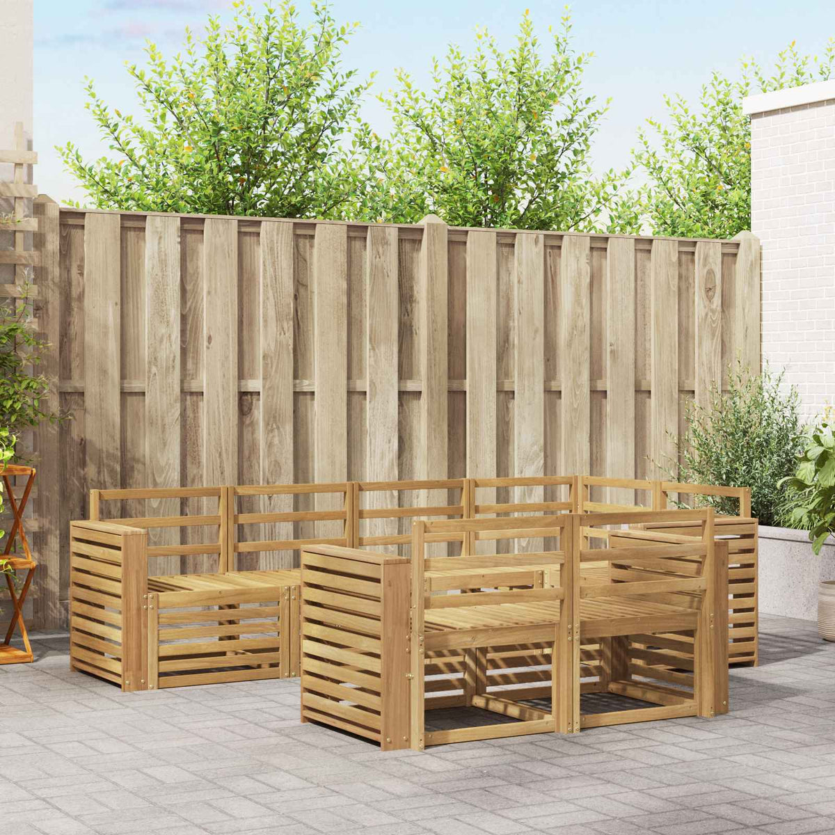 vidaXL Sofa-Sets 7 pcs Naturel Massief Acaciahout