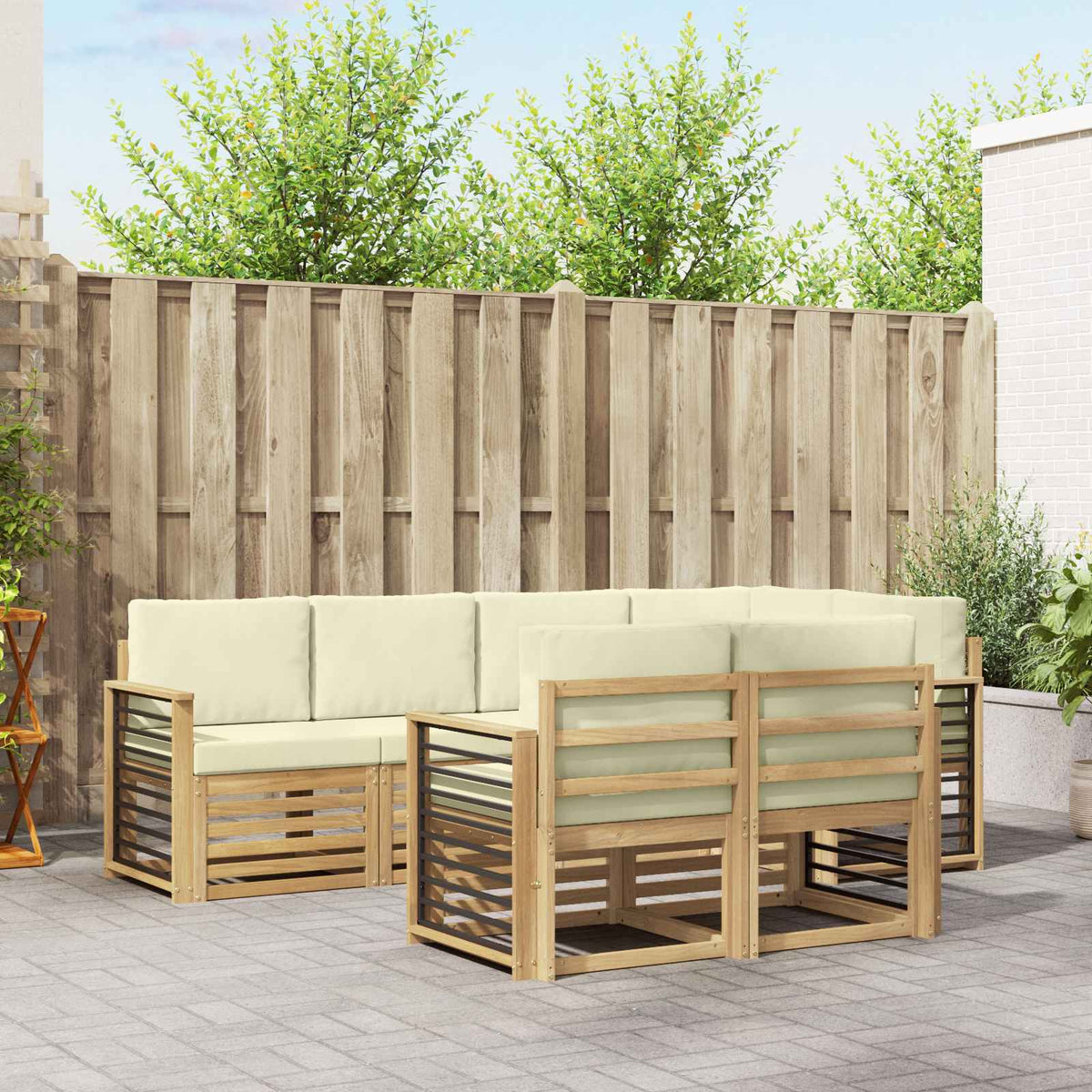 vidaXL Sofa-Sets 7 pcs Naturel Massief Acaciahout